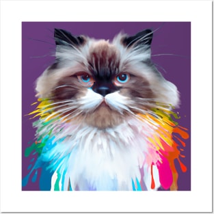 Himalayan Cat Rainbow Painting Posters and Art